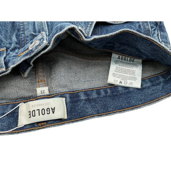 Agolde 'Fusion' Blue Cotton Denim Jean Size 23 - Picture 4 of 4